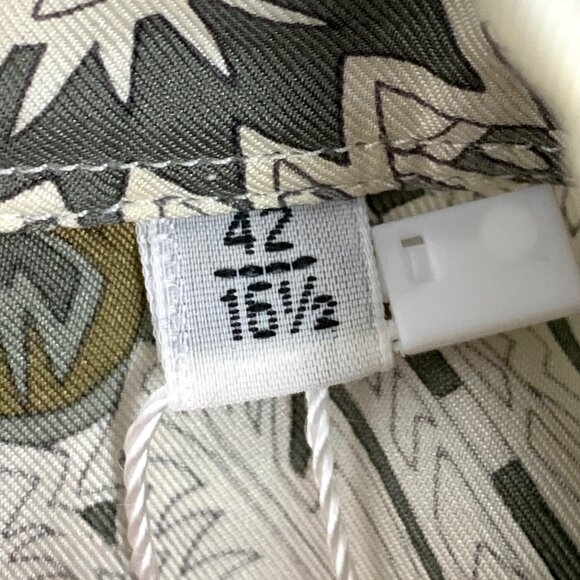 Hermès Color-Block Pattern Printed Silk Collared Single-Breasted Shirt - Picture 6 of 8